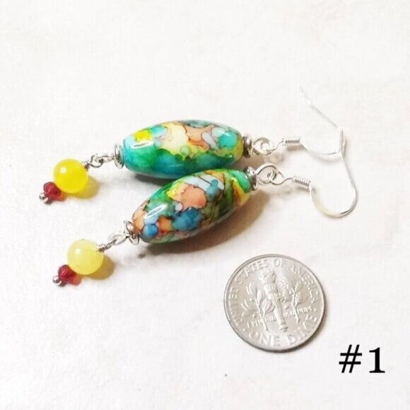 Handmade Jewelry - 🍂🍁🍃 3/$25!!! Colorful Tie-Dye Dangle Earrings! No 2 Pairs Are Ever Alike!